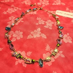 Betsey Johnson NWT Gorgeous AB Rhinestone Necklace